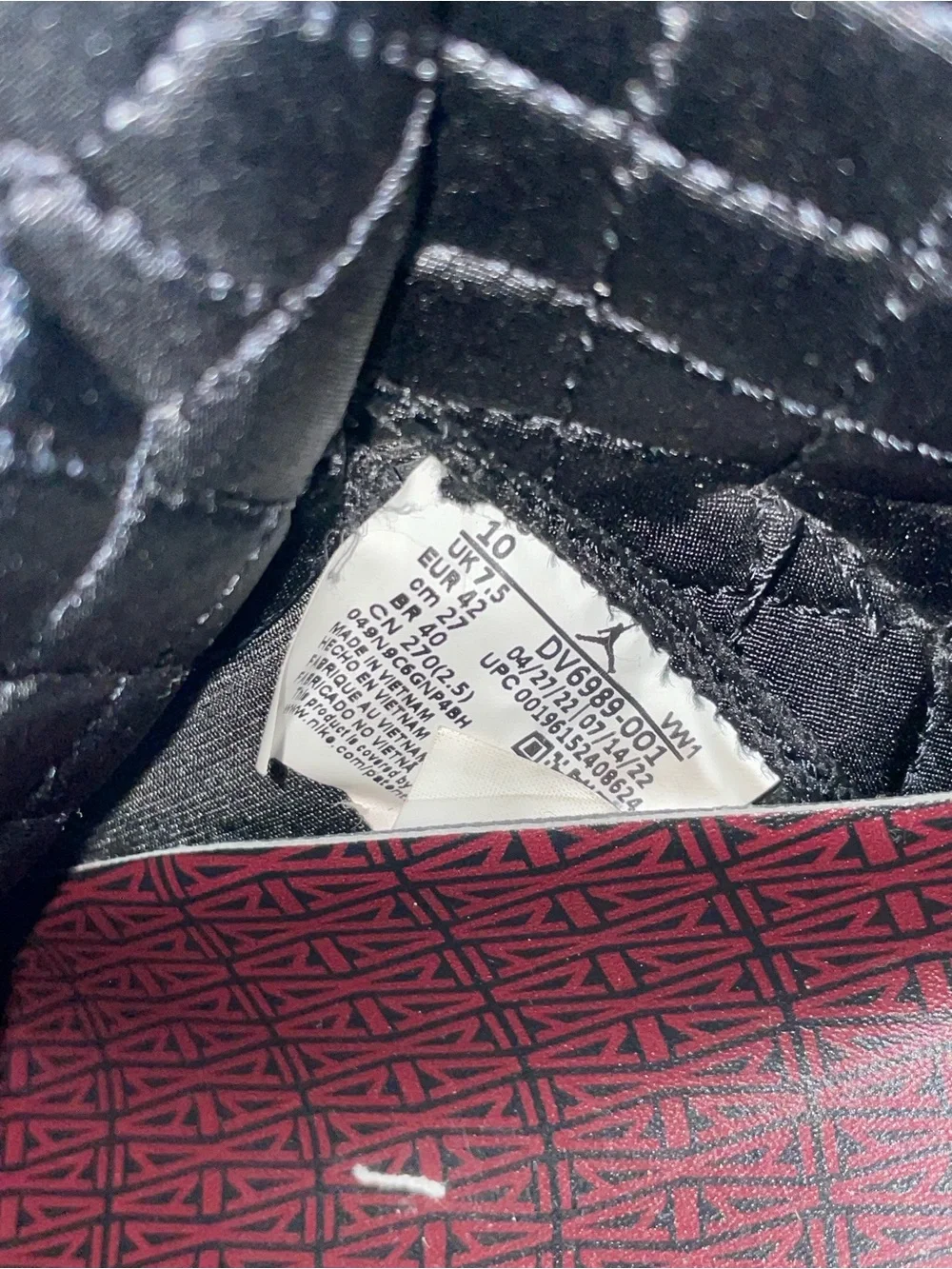 Jordan Black and Red Patterned Shoe Box